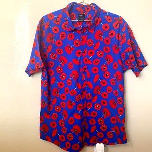 RVCA Blue floral Short Sleeve Shirt